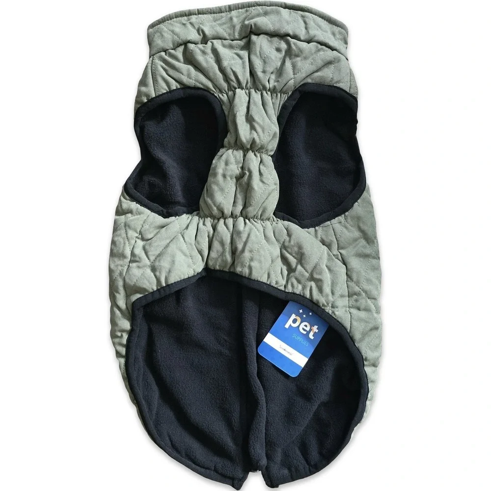 Scenereal Quilted Dog Jacket XL Olive Green Fleece Lined Harness D-Ring NWT